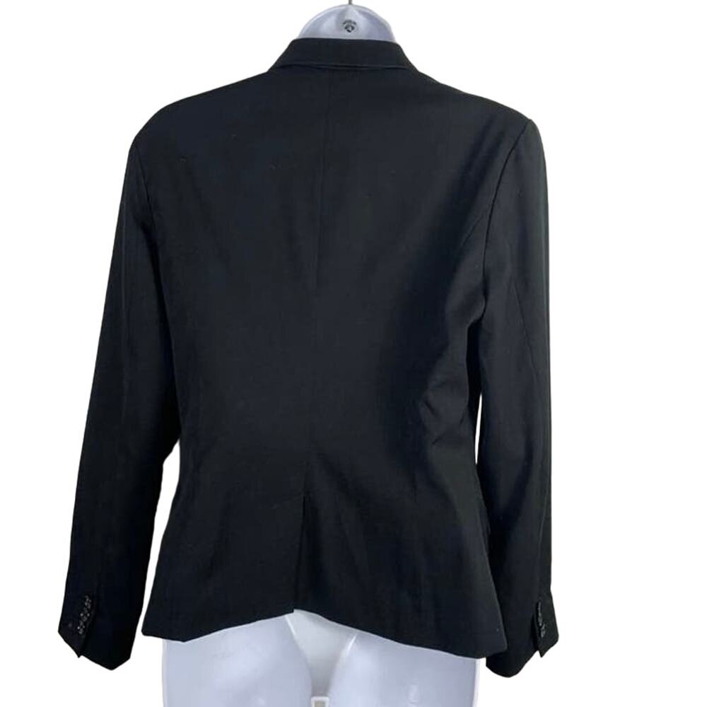 MERONA Black Button Up Blazer Striped Cuffs Size 14 - Picture 2 of 14